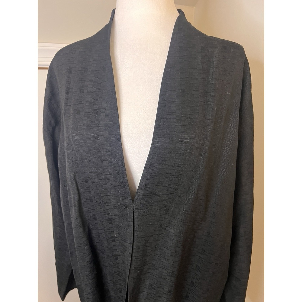 Eileen Fisher Silk And Linen Black Work Jacket Blazer Large Lightweight - Picture 2 of 7